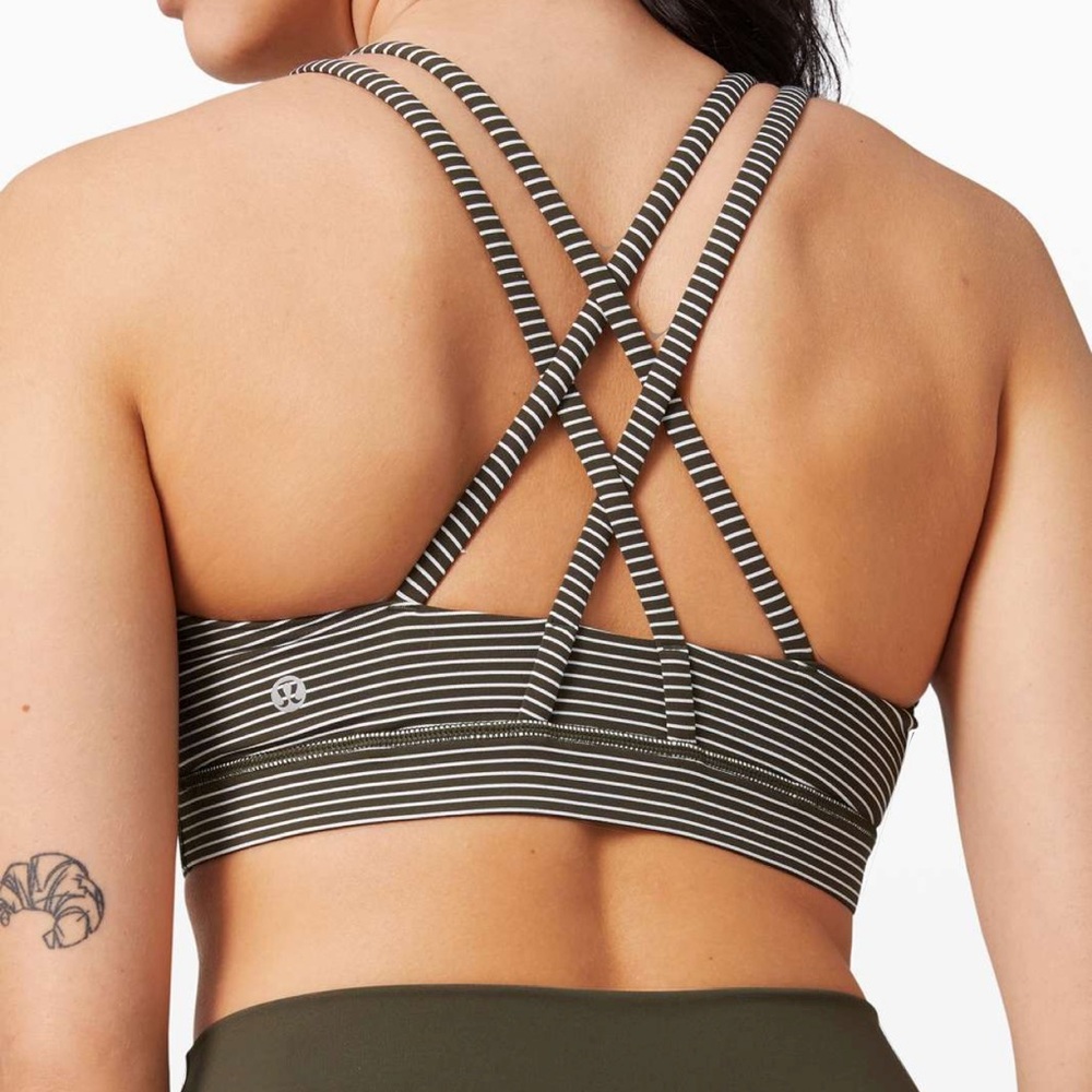 Olive striped lululemon energy bra size 8